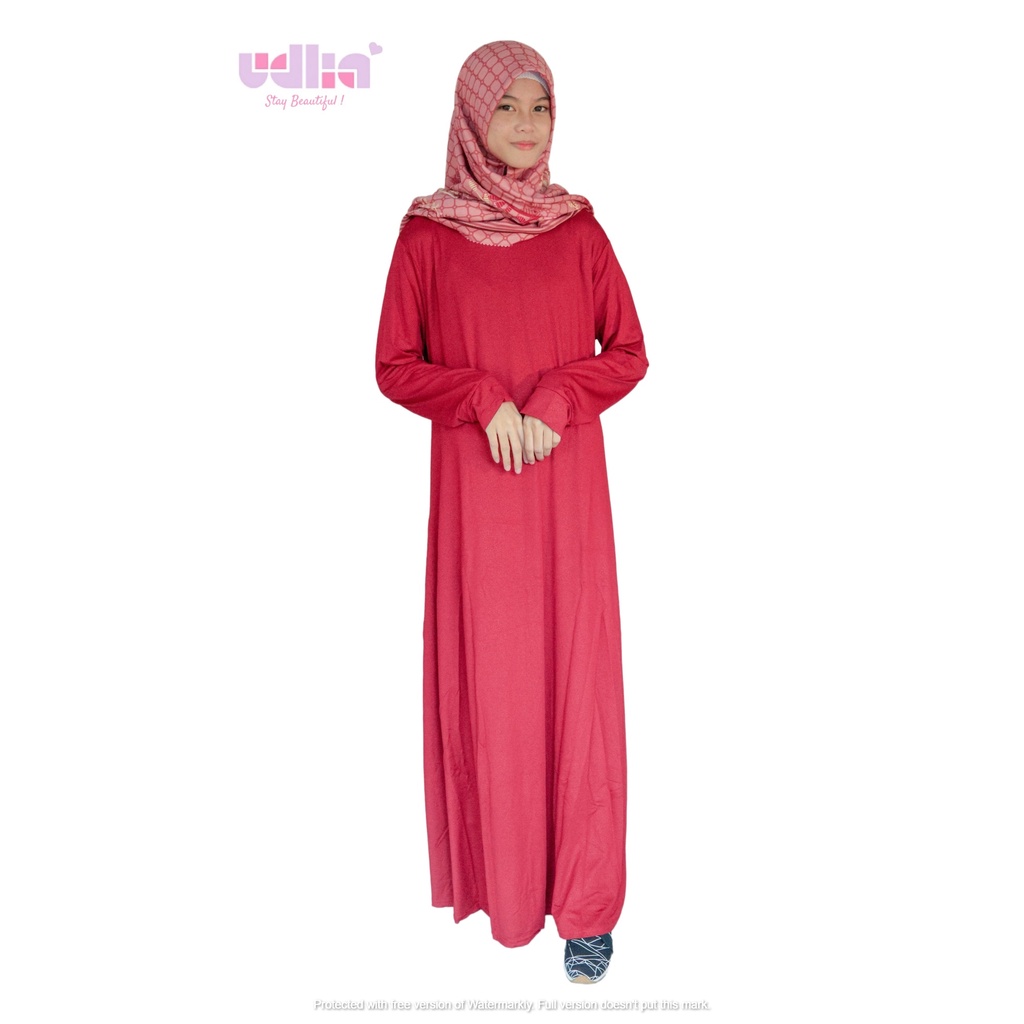 Udlia Gamis Polos Umbrella Jumbo Jersey Emboss