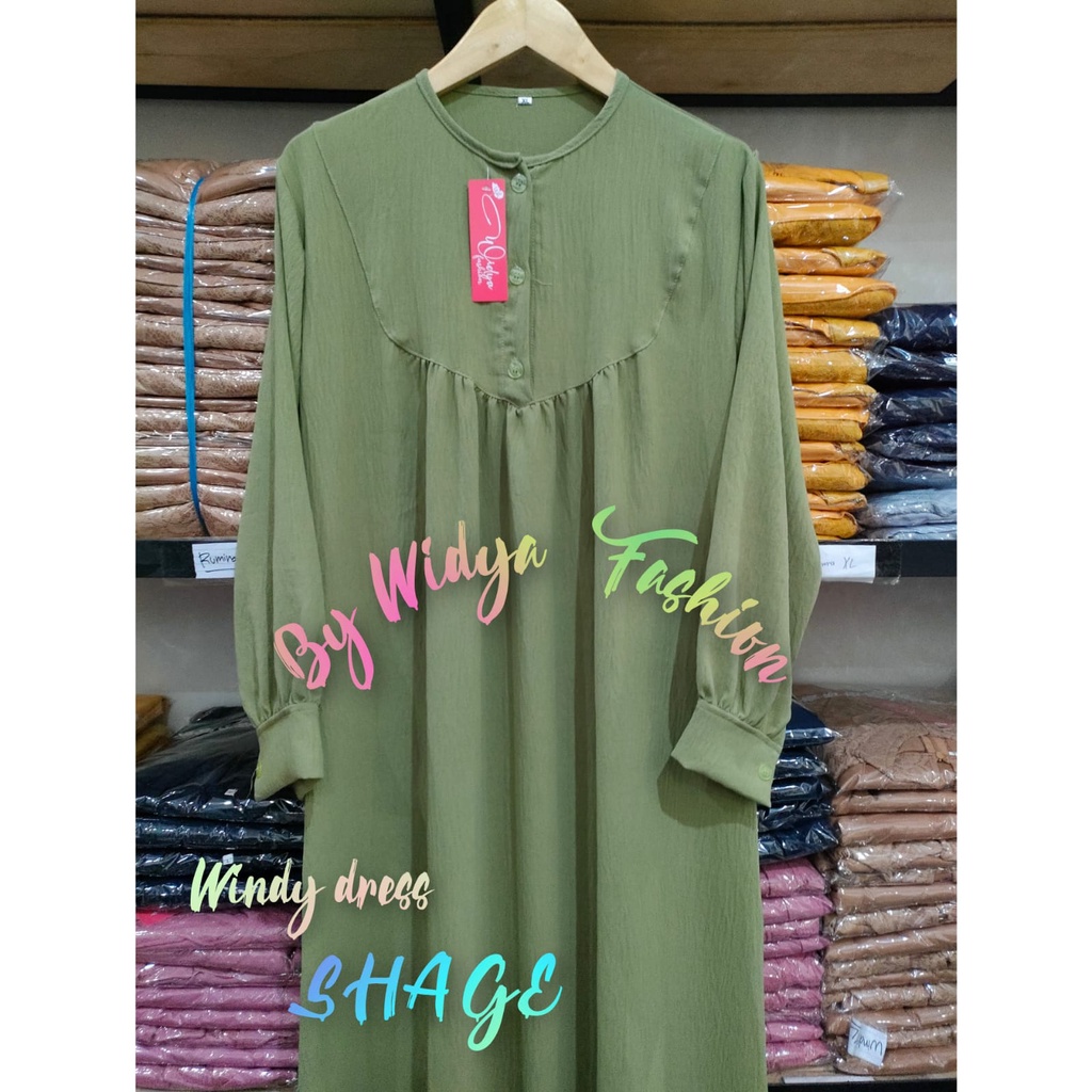 Gamis Windy Dress Crinkle Airflow Premium / Gamis Wanita Muslim Crinkle Premium Terbaru / Baju Wanita Muslim Kondangan Pesta Lebaran