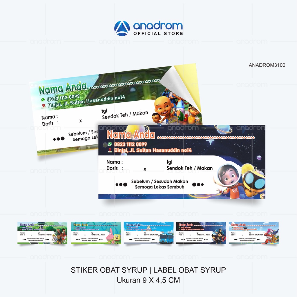 

[1 pack] Stiker Obat Syrup | 25 pcs Label Obat Syrup | Anadrom 3100
