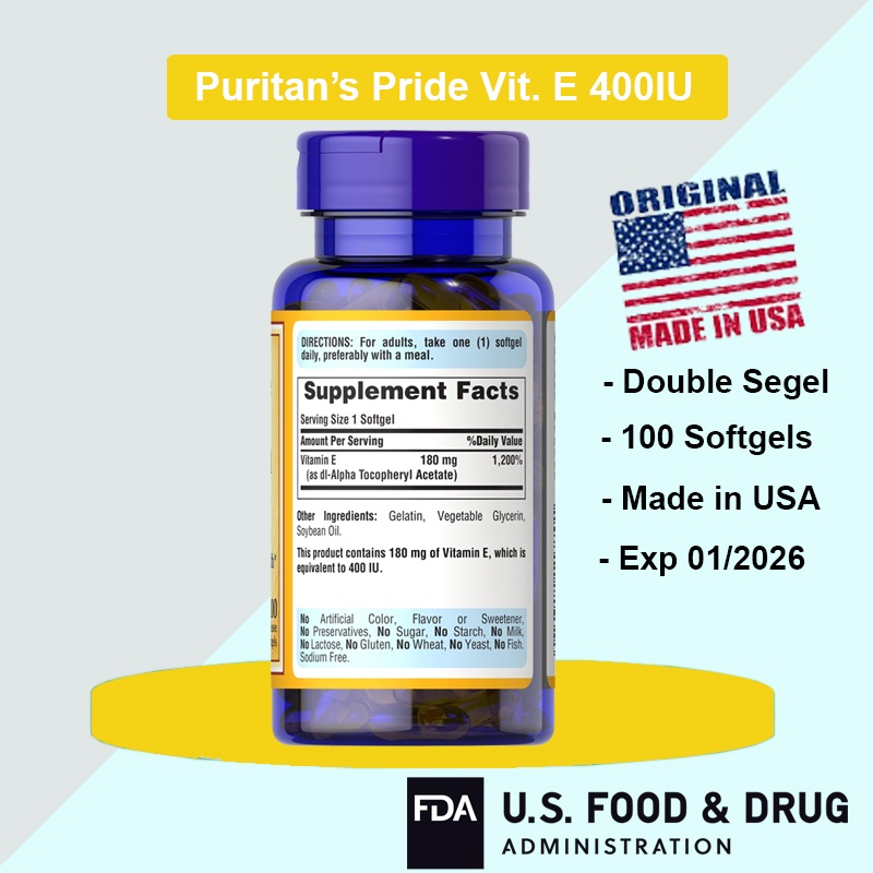 Vitamin E 400 IU Nutrilabs Puritan Puritan's Pride Made In USA 100% Original !