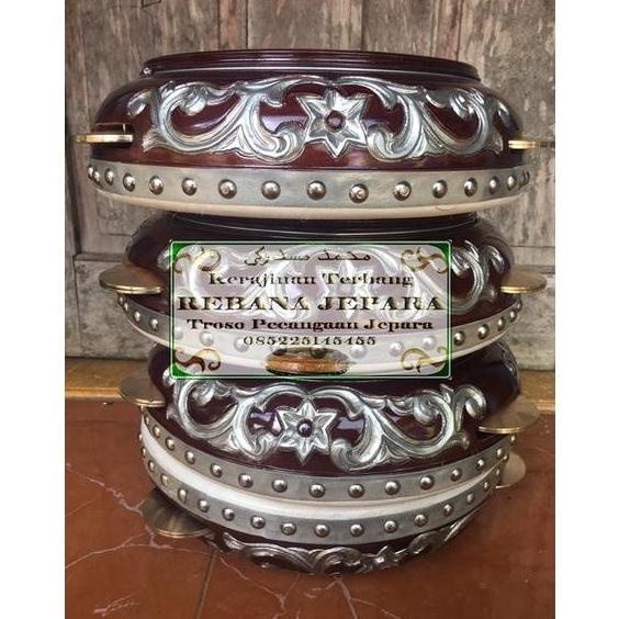 Rebana Jepara Hadroh Terbang Hadrah 1 Set / 4 Pcs Ukir