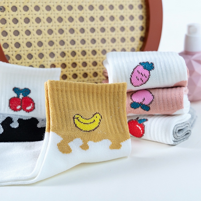 ⭐️𝐈𝐇𝐒 𝟕𝟗𝟒 𝐋𝐚𝐦𝐩𝐮𝐧𝐠⭐️Kaos Kaki Wanita Motif Buah Buahan Kaos Kaki Panjang Fashion Korea