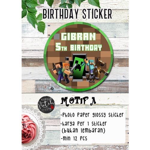 custom birthday sticker tema minecraft