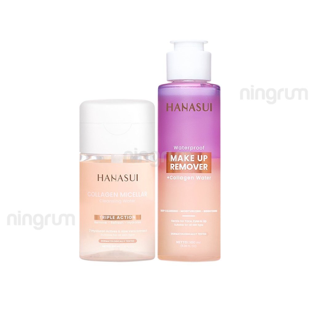 Ningrum - HANASUI Collagen Micellar Cleansing Water 100ml | Waterproof Make Up Remover 100ml | Kecantikan Wajah MakeUp Tahan Lama | Pembersih MakeUp Remover Original BPOM - 5028