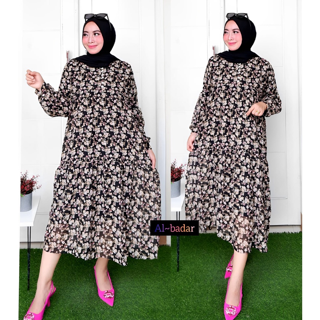 [ BISA COD ] MIDI DRESS CERUTY BABYDOLL MOTIF MIX KANCING MUTIARA FRIEANDLY BUSUI,TUNIK CERUTY BABYDOLL MOTIF MODEL TERBARU,MIDICERUTY TERLARIS,