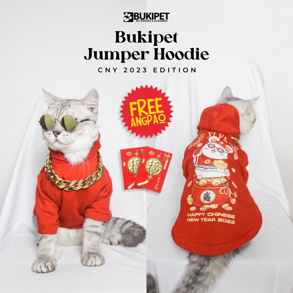 baju kucing anjing kelinci monyet lucu murah aksesoris hewan kecil - HOODIE CNY 2023 EDITION