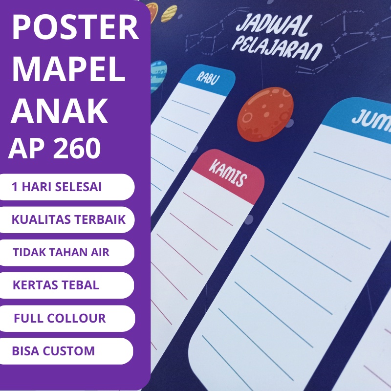 

Poster Mapel Mata Pelajaran Sekolah Anak Bahan Art Paper 260 Tebal Bisa Custom
