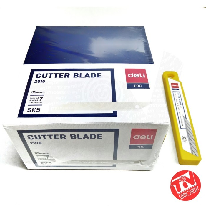 

Mew Refill / Isi Cutter Deli Blade Runcing 30 Derajat (1 Box = 36 Pack)