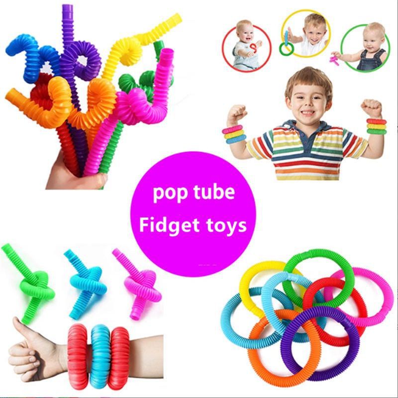 Mainan Anak Lampu Pipa Pop Light Tube LED Pipa Stick Selang Kerut Puzzle