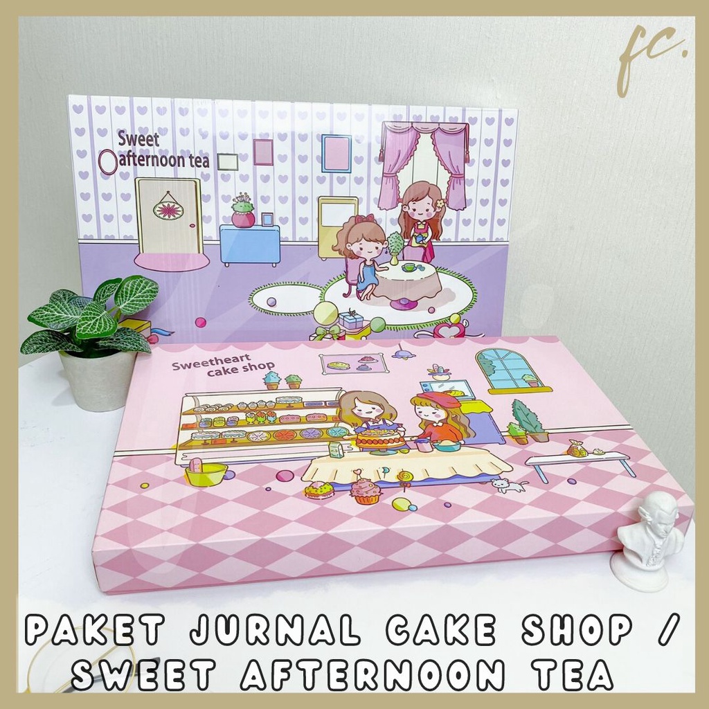 

Paket Jurnal Set Box 7 in 1 Agenda / Gift Box Hampers / Hadiah / Notebook Journal Diary Alat Buku Tulis Lengkap Scrapbook Cute Girl Sweetheart Cake Shop Sweet Afternoon Tea Soft Lilac Pink Cartoon Import Grosir Ready COD