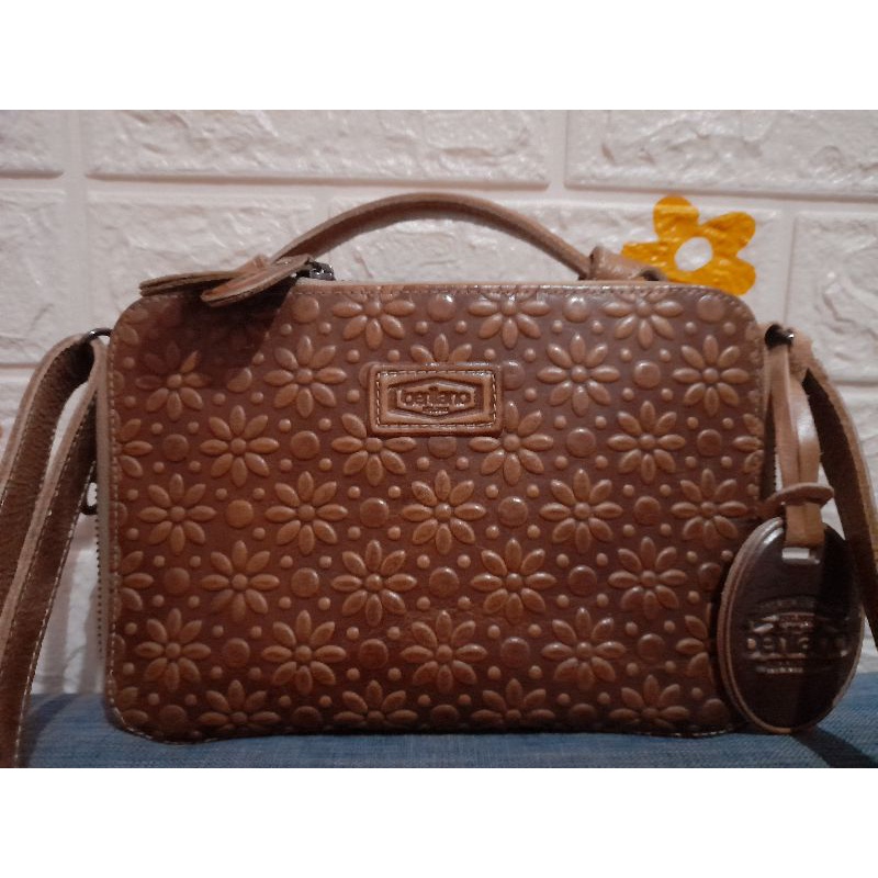 Tas Kulit Berliano Tumita Beige Truntum.#Tas kulit