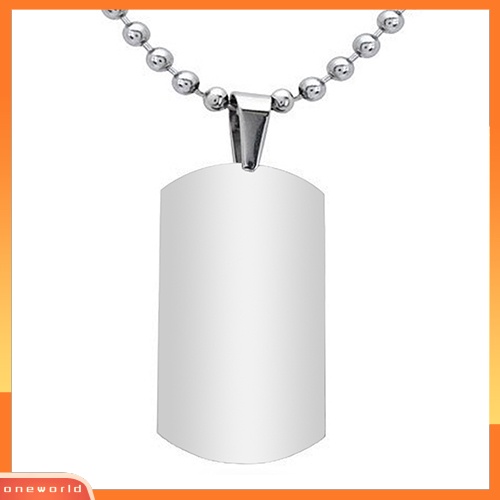 {oneworld} Kalung Dog Tag Persegi Panjang Poles Stainless Steel 316L Pria Wanita Punk Fashion