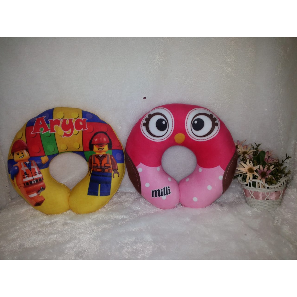 Souvenir Ultah Anak Ulang Tahun bantal Desain bebas semaumu Free Plastik dan Pita Cantik