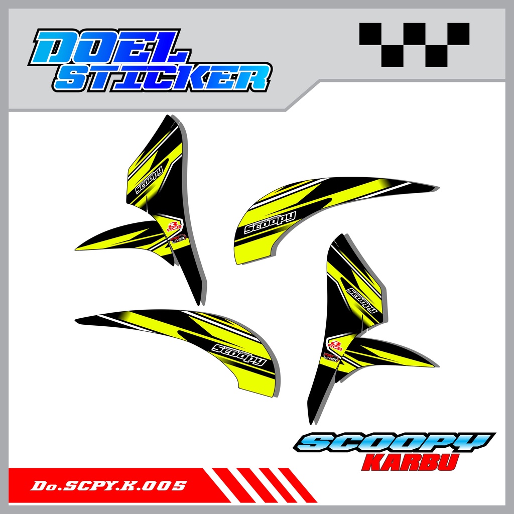Sticker Striping Honda SCOOPY Karbu Tahun 2010-2013 List Variasi Hologram , Crome Doel 005