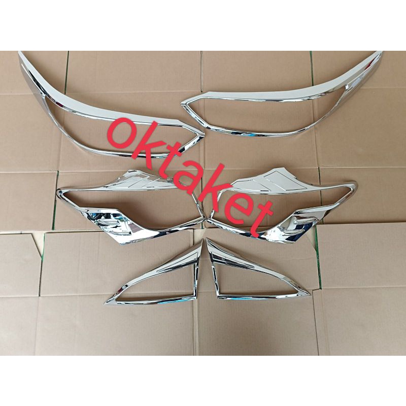 paket garnish lampu depan belakang new Yaris 2018 2020 2022 2023  hitam &amp; chrome jsl