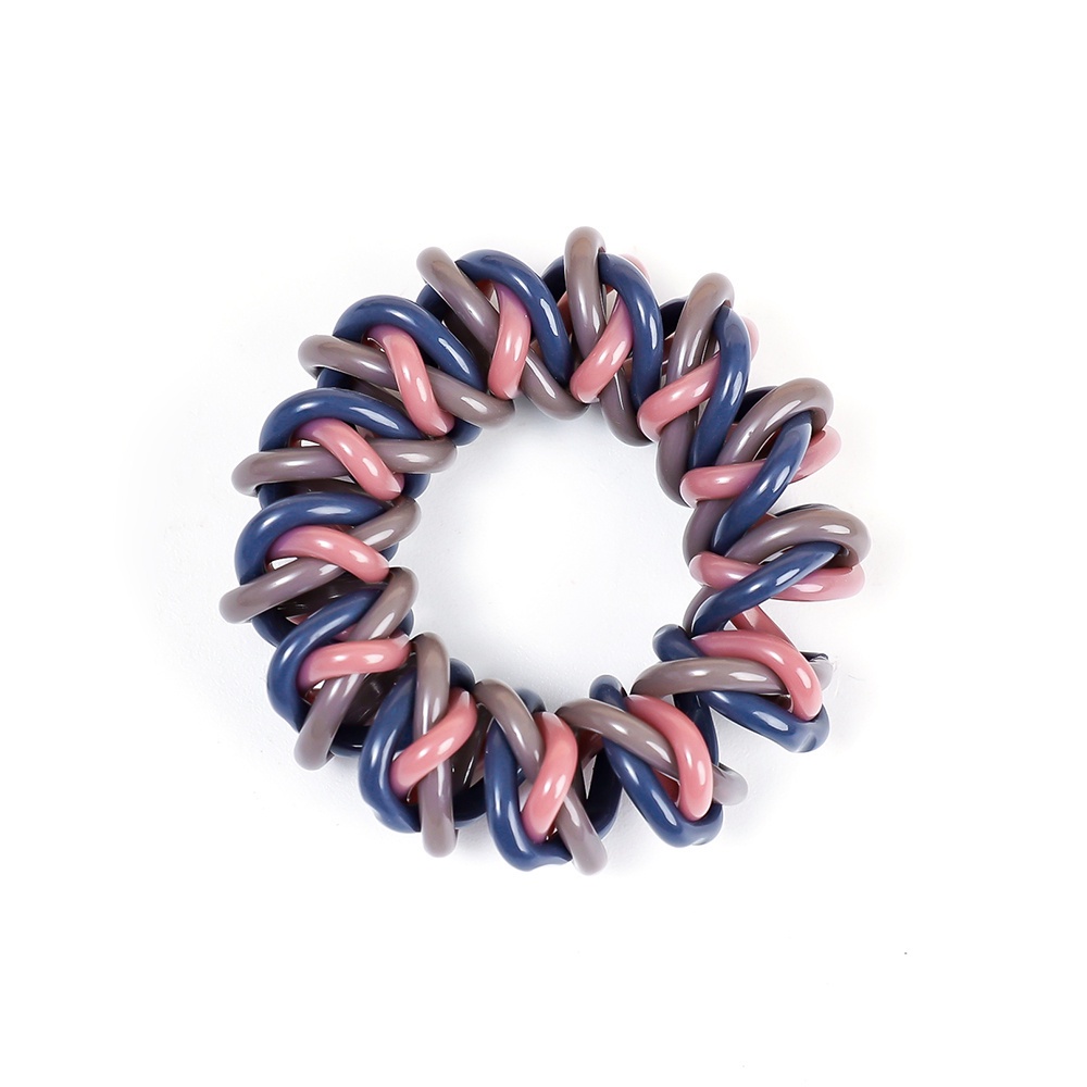 [Harga Grosir]Ikat Rambut Elastis Model Kabel Telepon Spiral Bahan Resin Warna-Warni