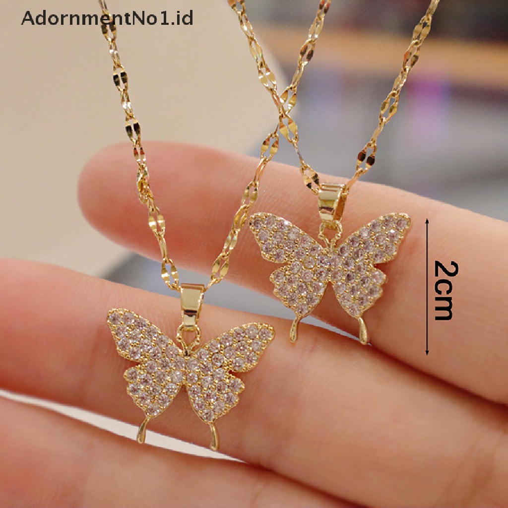 [AdornmentNo1] Fashion Korea Liontin Emas Kupu-Kupu Kalung Untuk Wanita Rantai Leher Perhiasan Stainless steel Perempuan [ID]