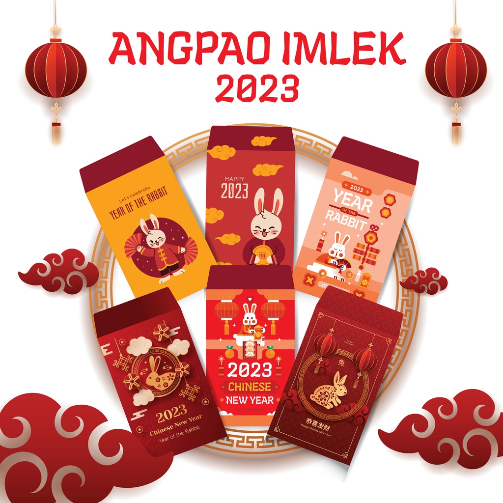 

8 pcs Angpao 2023 FU KELINCI RABBIT Imlek Merah PREMIUM