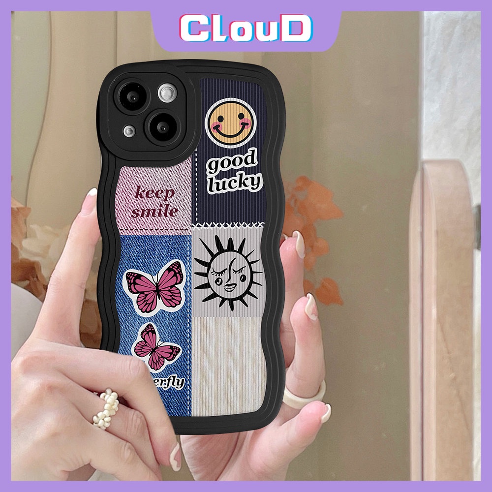 Splice Pattern Cowboy Smiley Case Redmi Note 11s 10 8 11 10s 9s 9Pro 9 11Pro+10Pro Max PO CO M3 X3 NFC Mi 11T Pro Redmi A1 9 A1+9T 10C 9A 10 10A 9C NFC Butterfly Wavy Sarung Tepi