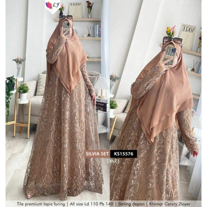 Baju muslim Silvia/gamis syar'i/baju muslim/gamis solo