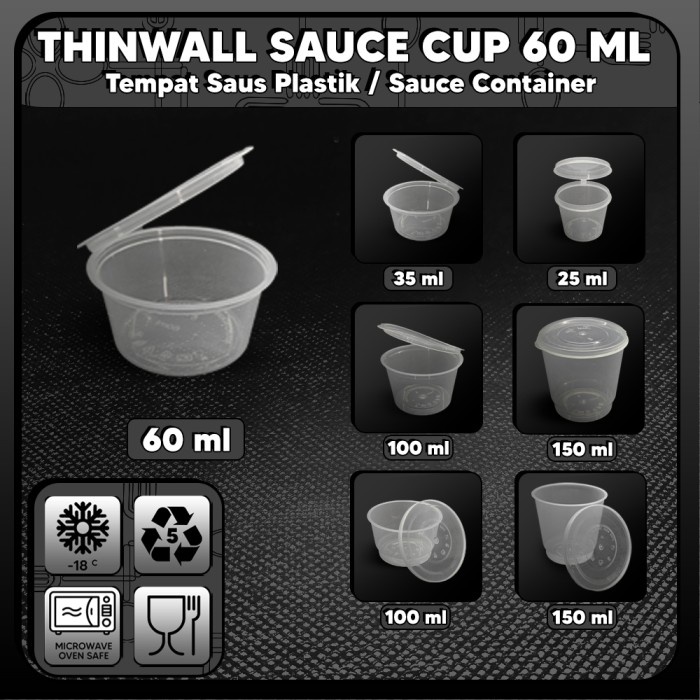[Cup] Thinwall Tempat Saus Plastik 60Ml / Sauce Cup Container [Tersedia]