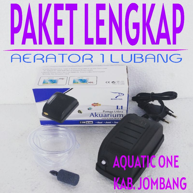 PAKET LENGKAP ROSSTON L1 ODD DUS BIRU aerator 1 satu lubang airpump komplit full set aquarium air pump mesin gelembung udara akuarium