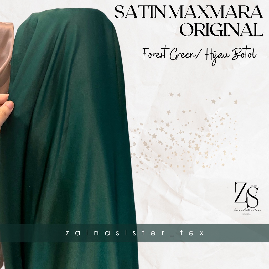 Bahan Satin Maxmara Silk Lux Premium Meteran Mewah Warna Hijau Botol Forest Green