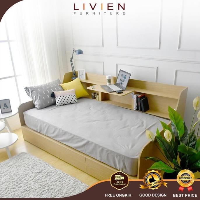TEMPAT TIDUR MINIMALIS | BED LACI | LIVIEN | DIVAN | SUNNY SINGLE BED H545YT2HY
