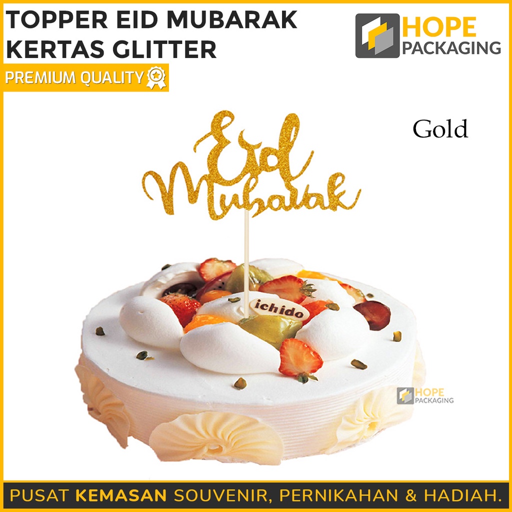 [ ISI 5 PCS ] Topper Cake Glitter EID Mubarak / Puncak Kue Toppers Kue Dekorasi Kue