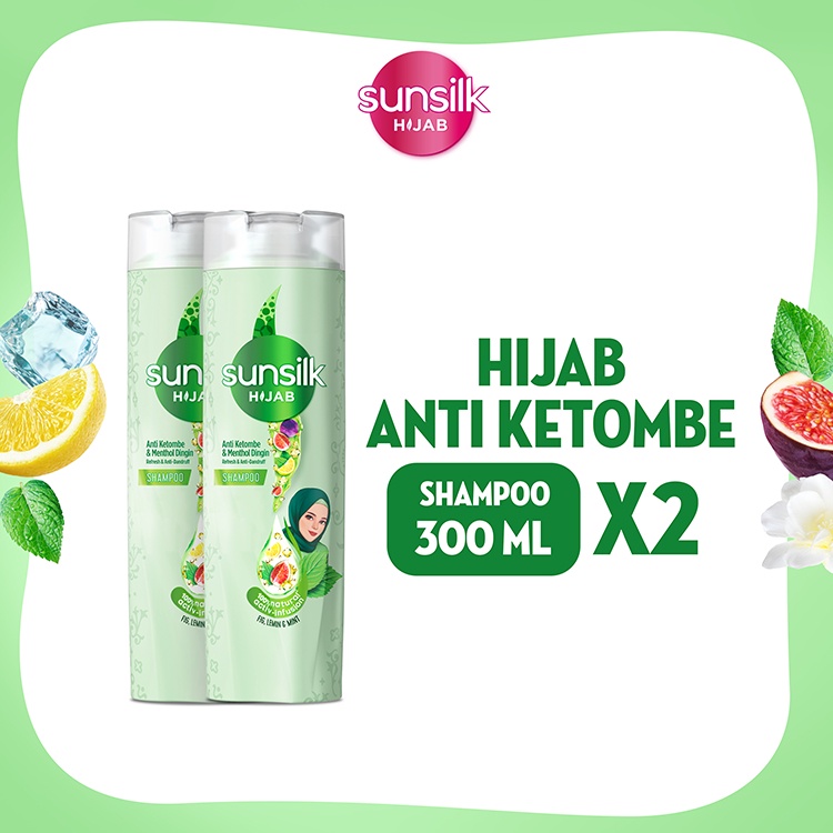 Sunsilk Hijab Shampo Anti Ketombe & menthol dingin rambut segar & harum 48 jam 340ML x2