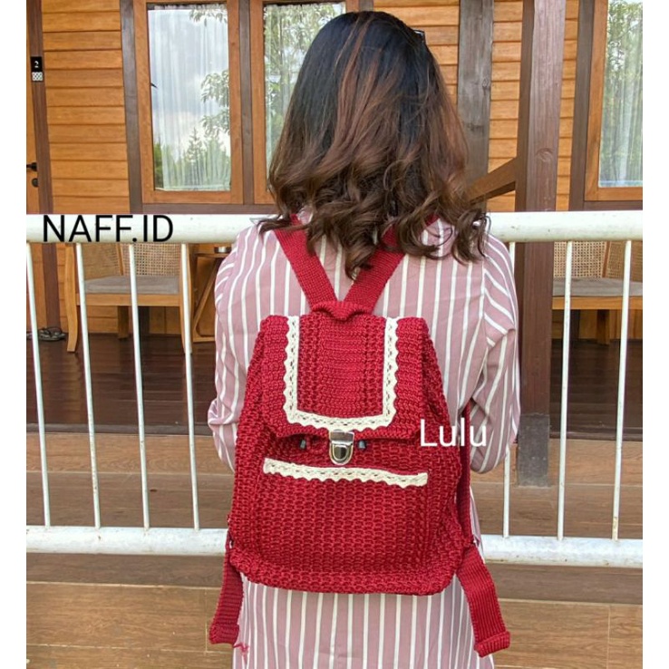 NAFF.ID- &quot;Lulu&quot; Tas Ransel Korea Renda Rajut Knitbag