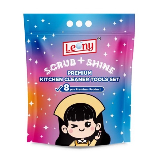 Leony Scrub + Shine Kitchen Cleaner isi 8 I Leony Scrub 3 In 1