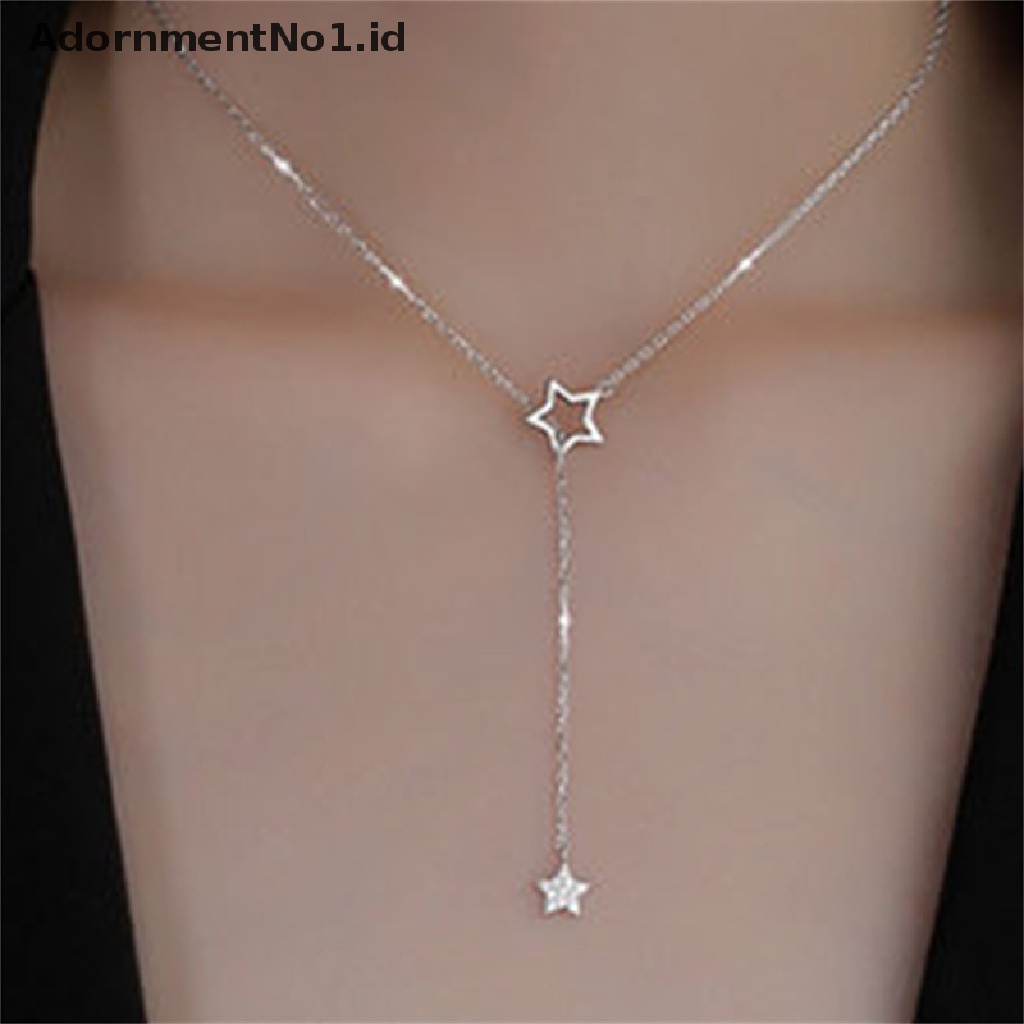 [AdornmentNo1] Kalung Zircon Stars Untuk Wanita Desain Hollow Kalung Rantai Klavikula Elegan [ID]