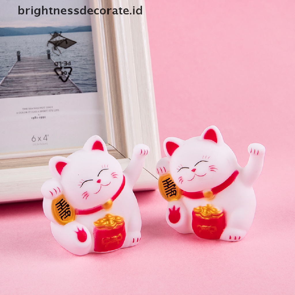 [Birth] Pvc waving cat fortune lucky cat Dekorasi Kue Hiasan Mobil Kunci Gesper Liontin [ID]