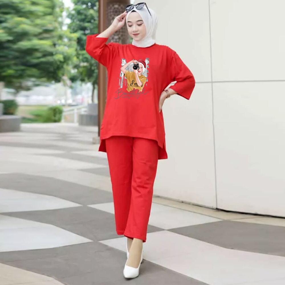 FF SETELAN TUNIK WANITA HIJAB COLABORATION BAHAN BABYTERY IMPORT 08