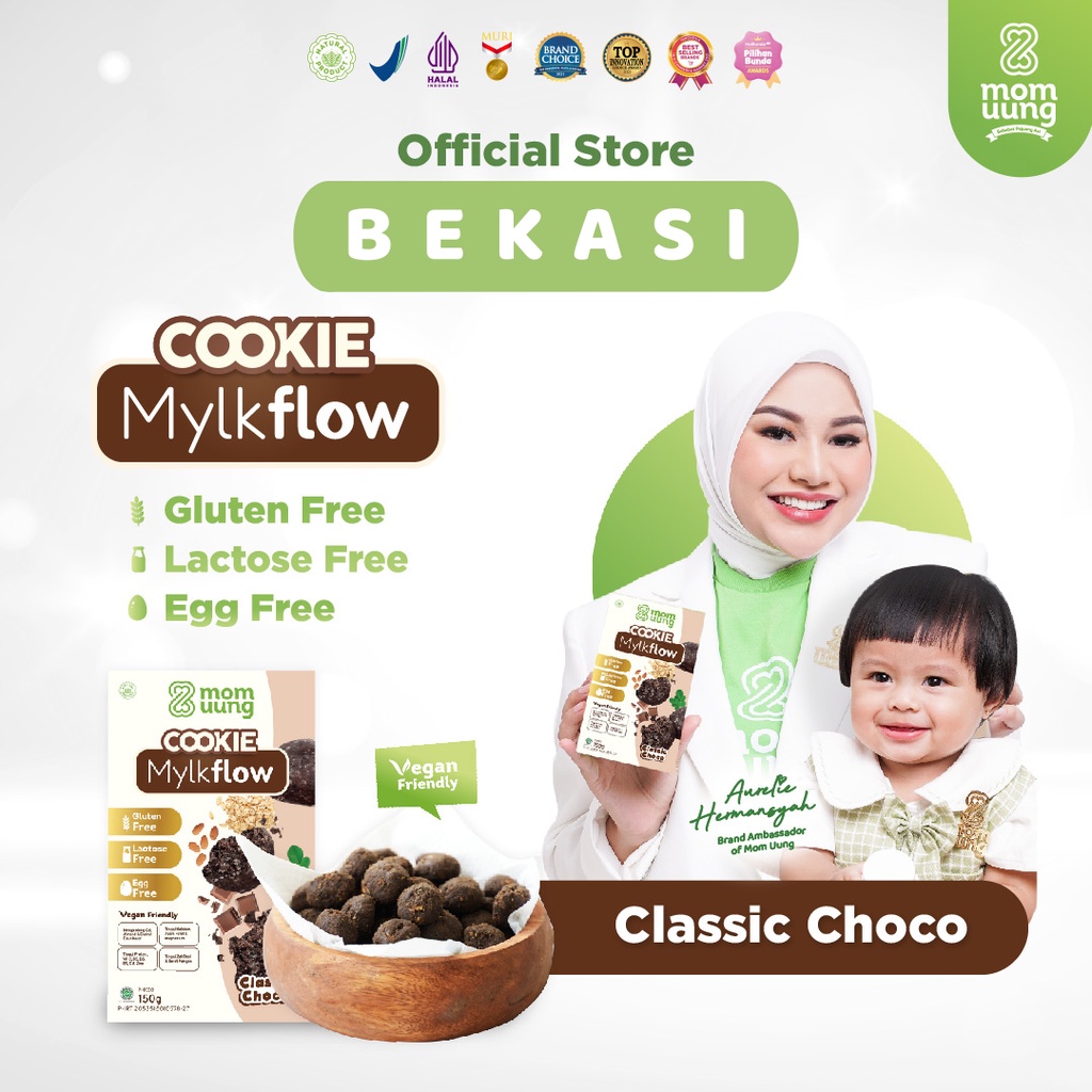 Mom Uung ASI Booster Special Bundling 60 Kapsul &amp; Cookie Mylkflow Classic Choco / Pelancar ASI Mom Uung / Kukis Sehat