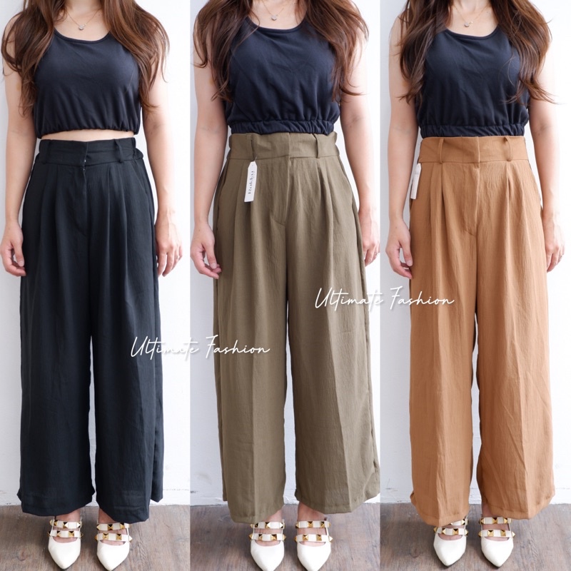 Celana Kulot Crinkle Krinkle Jumbo Wanita Loose Pants Stacy Trouser 929 Korea Kekinian
