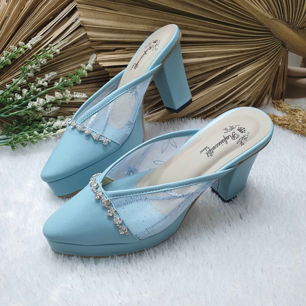 Sepatu wedding pesta cantik alexna babyblue tinggi hak 9cm