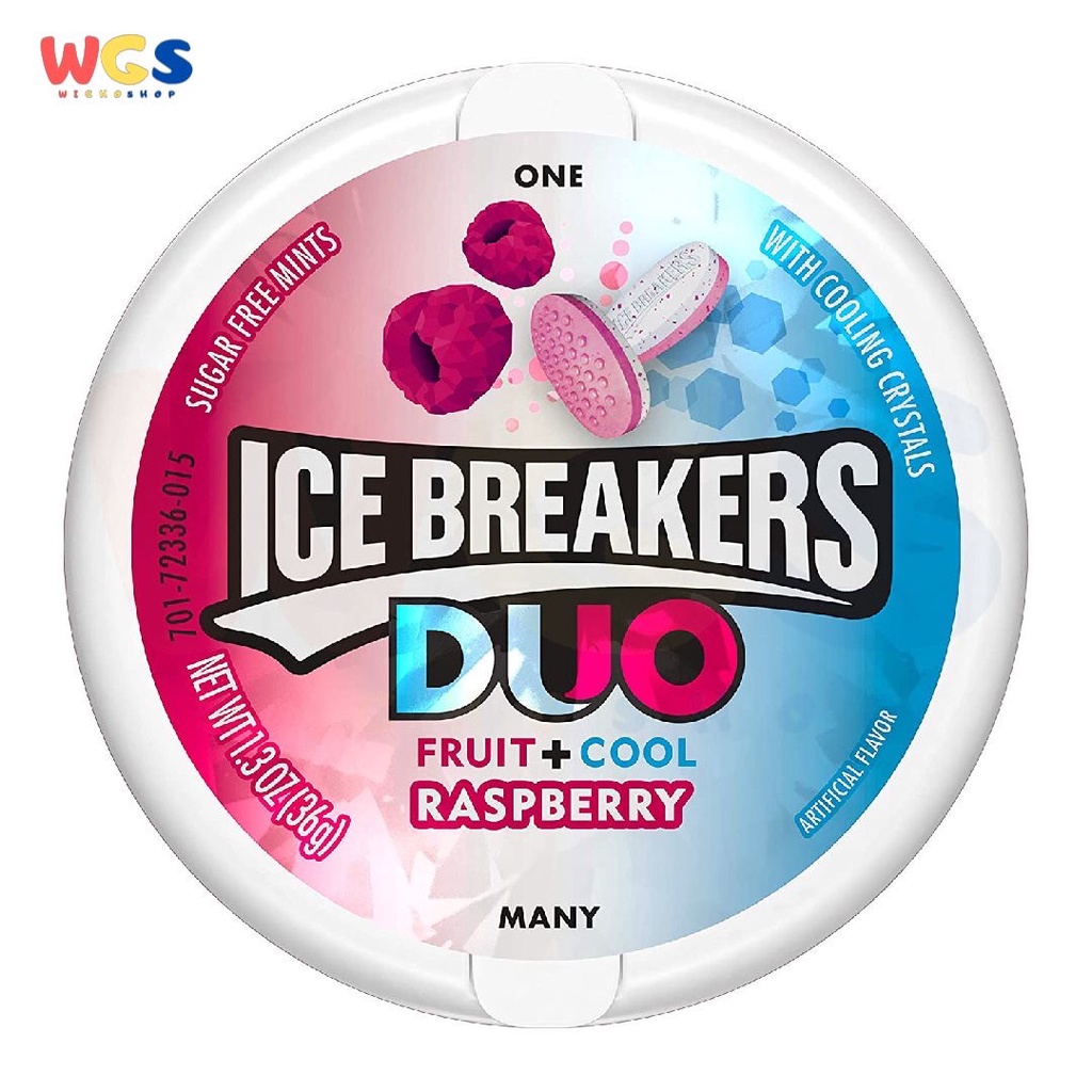 Ice Breakers Duo Fruit Cool Raspberry Sugar Free Mints Candy 1.3oz 36g