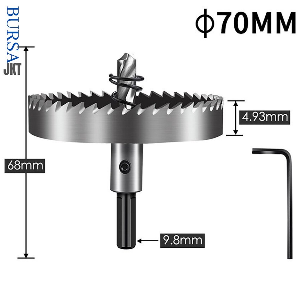 MATA BOR HOLE SAW STAINLESS STEEL PELUBANG BESI PLATE METAL DRILLING LOGAM 70 MM