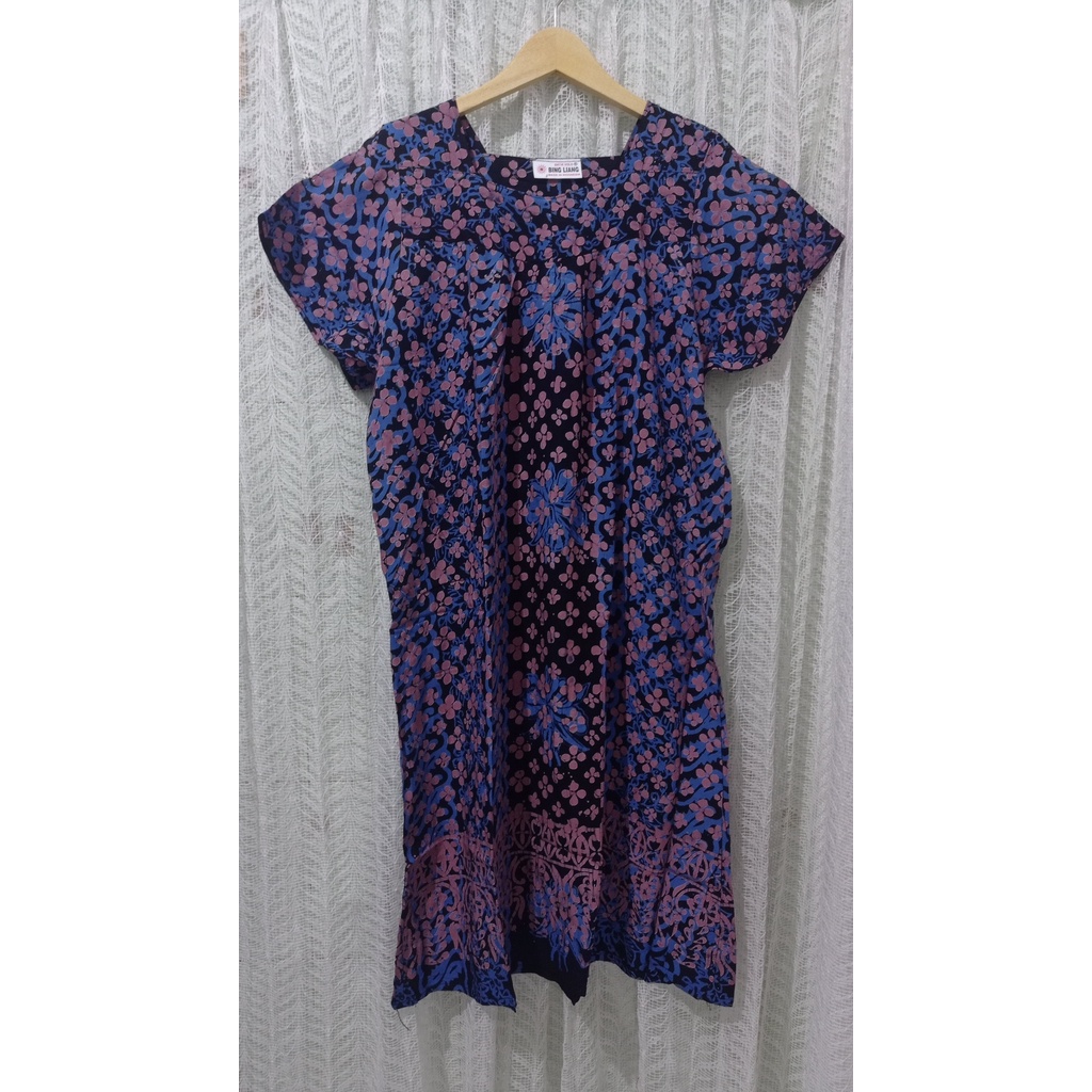 Daster Bing Liang Lengan Pendek Bunga Biru