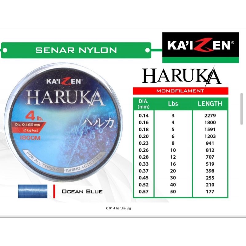 Senar Pancing/Tali Pancing Gulungan Besar Kaizen Haruka (Biru Laut)