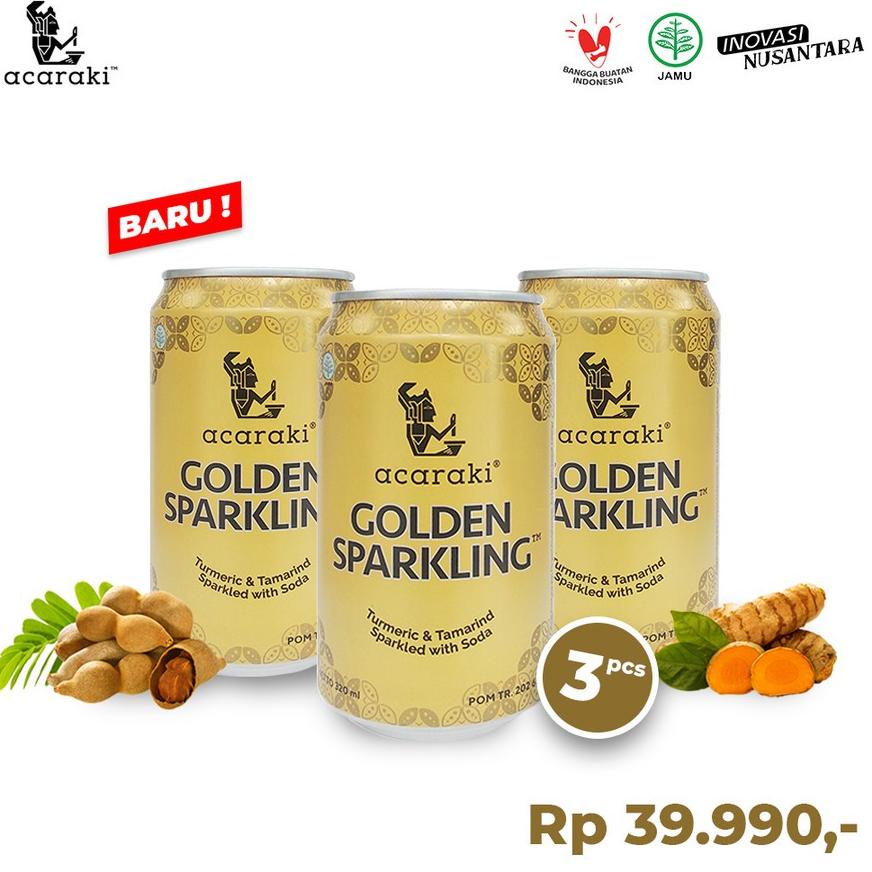 

[KODE PRODUK MWMI86242] Paket Acaraki Golden Sparkling isi 3pcs 320ml - Kunyit Asem with Soda