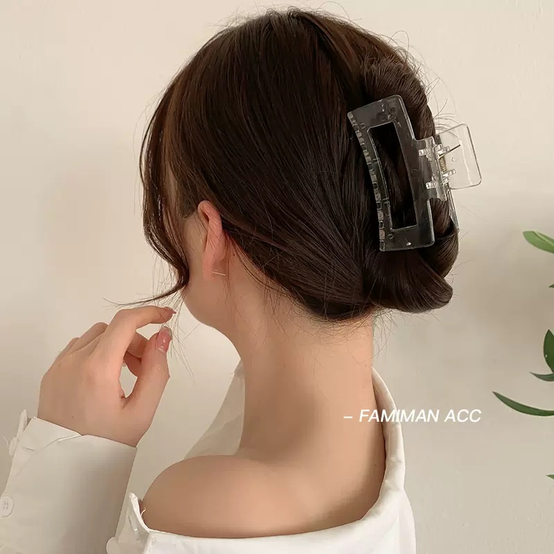 Korea Klip Rambut Plastik Transparan Sederhana Wanita Keriting Hair Clip Mandi Klip Hiu Rambut Besar