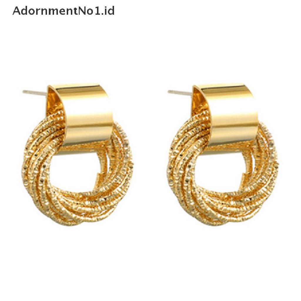 [AdornmentNo1] Anting Hoop Liontin Kristal Berlian Imitasi Geometris Untuk Wanita Warna Emas Telinga [ID]