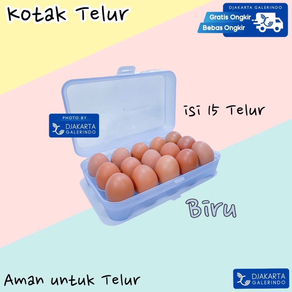Tempat Telur Isi 15 Sekat Kotak Telor Egg Box - storage box - alat dapur - alat masak - rak plastik - tempat telur - egg box