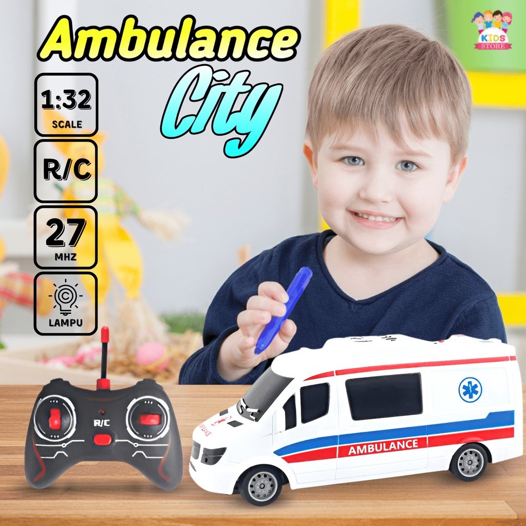 Mainan Mobil Ambulan Remote Control | Mainan Anak Laki Laki Mobil Mobilan Ambulance City Truck Remot Kontrol | Kado Ultah Anak Cowok