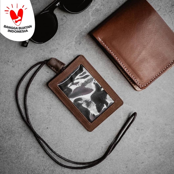 Tag Holder Lthrkrft Id Card Holder Genuine Leather - Nametag Kulit Asli
