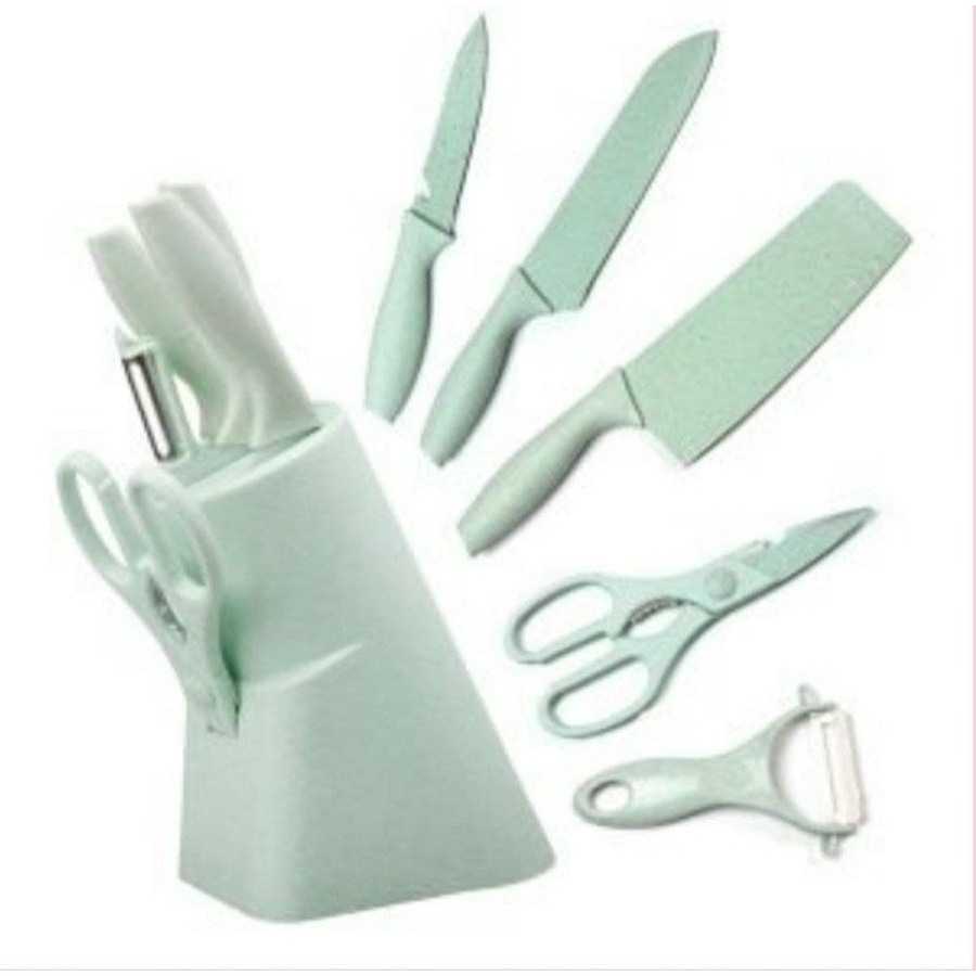 LALUGO Pisau Dapur Set 6 in 1 / Kitchen Knife Set 6 in 1 Dengan Wadah Berkualitas