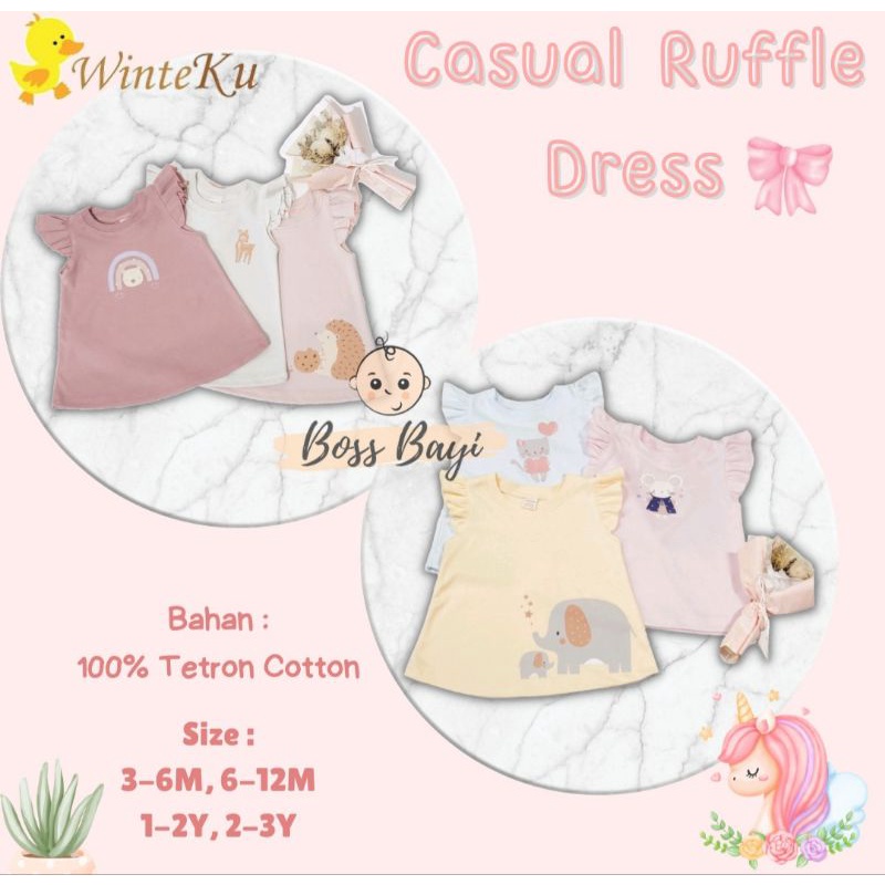 WINTEKU - Simpel Casual Ruffle Dress Bayi / Anak Perempuan